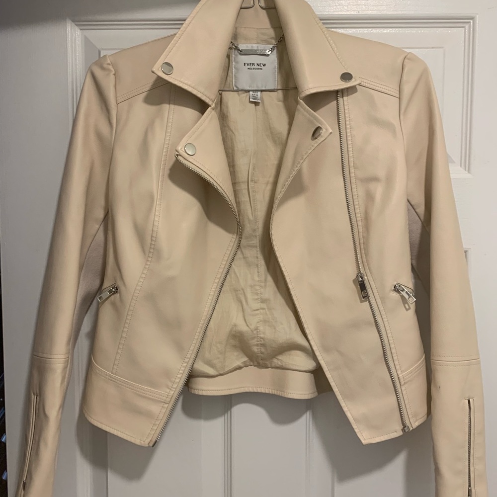 Beige Leather Jacket Size 2
